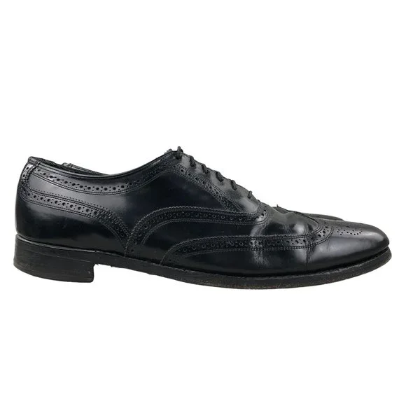 FLORSHEIM Imperial Black Leather Long Wing Tip‎ Sz 11 B Mens Dress Shoes VTG Vtg Florsheim Imperial Black Leather Longwing Wing Tip Dress  main image 4